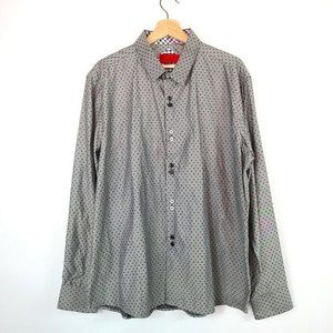 COPY - Elie Balleh Gray Black Milano Collared Shirt 2XL Button Front Long Sleeve